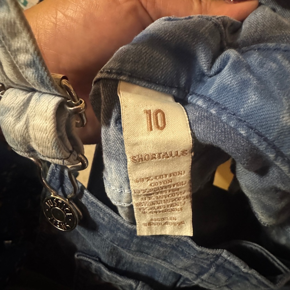 🌻 Justice Blue and White Tie-Dye Shortalls (Overalls) - Picture 3 of 4